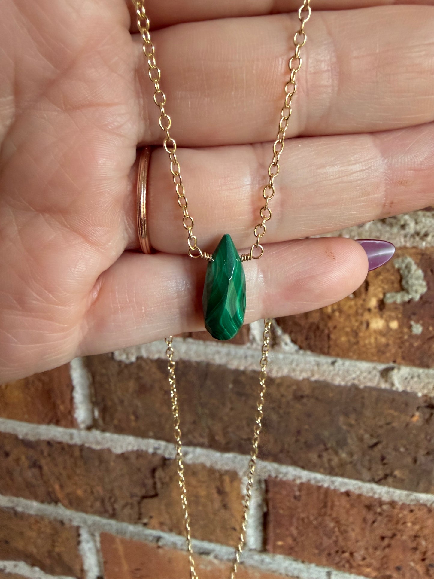 Malachite Gold Filled Necklace