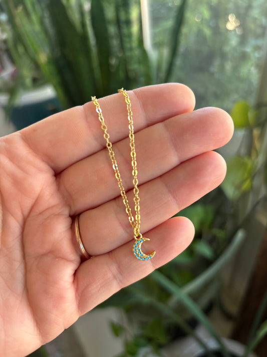 Dainty Moon Crescent 14k Gold Filled Necklace