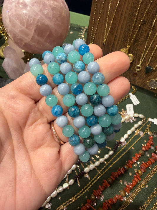 Angelite, Amazonite, Apatite Bracelet 8mm