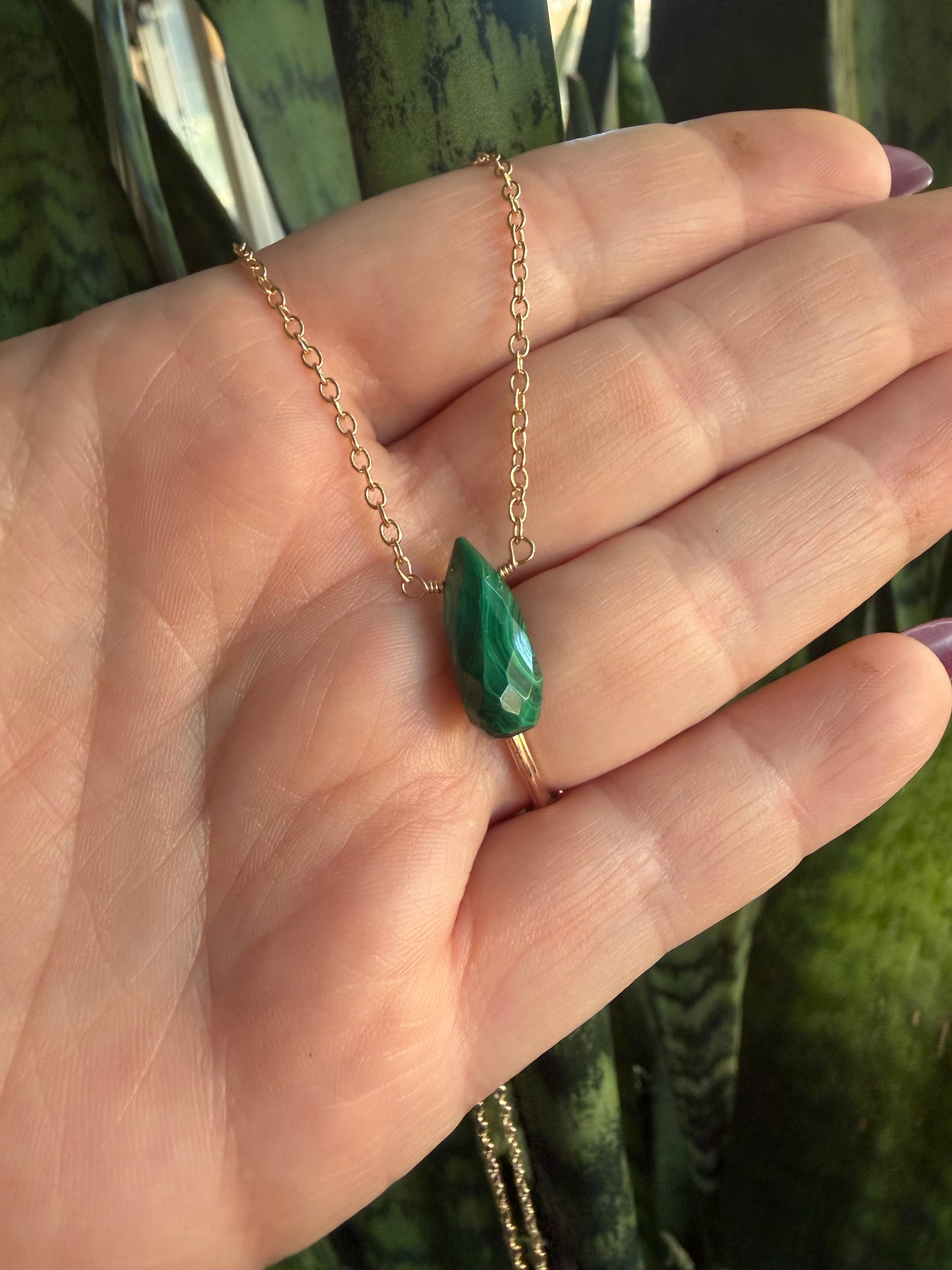 Malachite Gold Filled Necklace